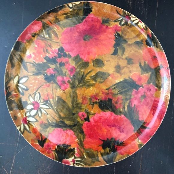 Dining Mcm Mod Floral Serving Tray Authentic Vintage Poshmark